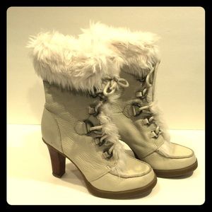 Report “Vail” STK Heel Boot Off White/Fur Size 8